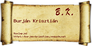 Burján Krisztián névjegykártya